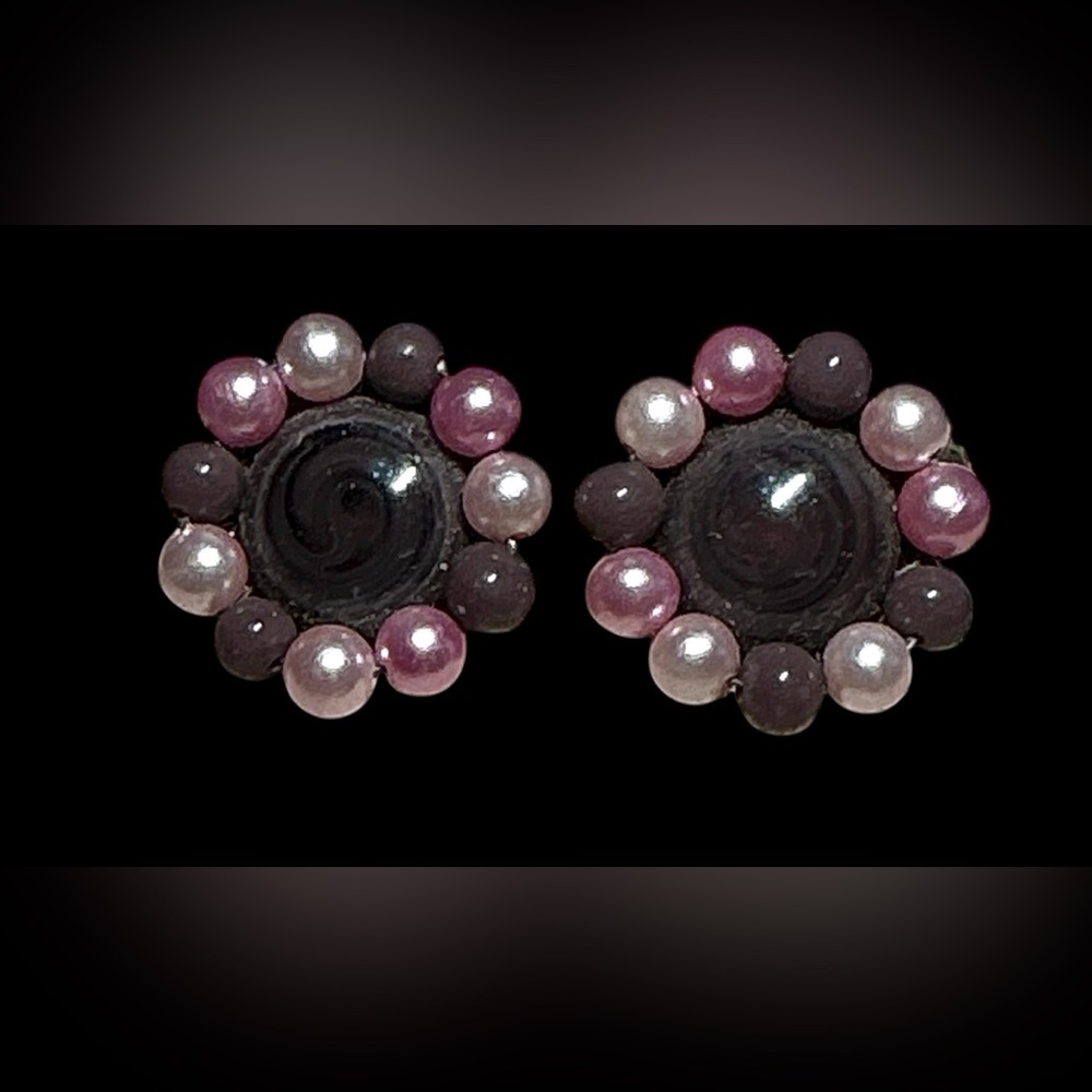 Vintage Beaded Cluster Clip on Earrings